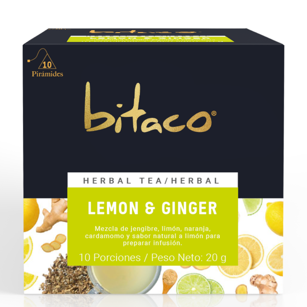 Té Herbal Bitaco Limón Y Jengibre 10 Unidades 20Gr | SuperBooM
